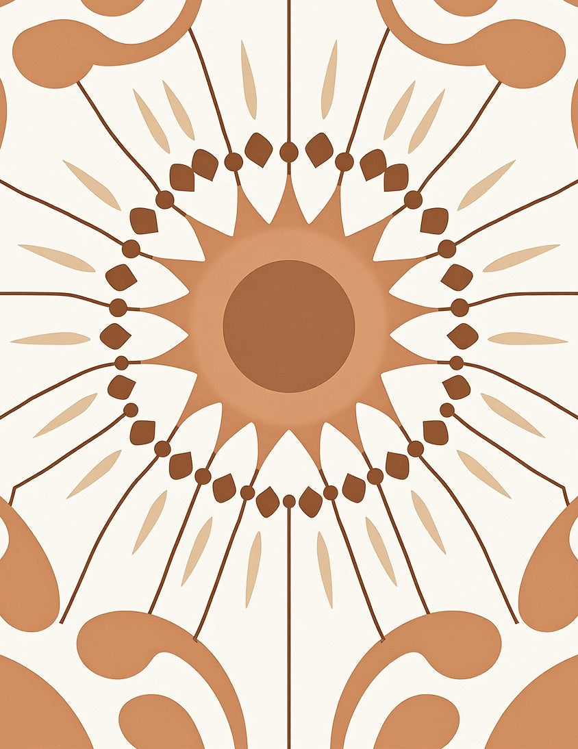 Mandala Style Sunburst Pattern Rug