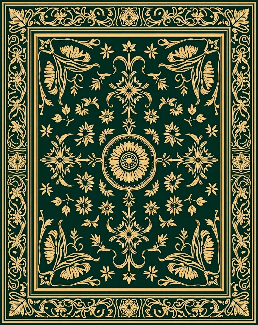 Rich Botanical Floral Pattern Rug