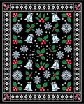 Festive Black Holly Bell Snowflake Rug