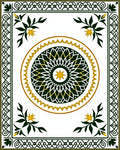 Classic Green Gold Floral Medallion Rug