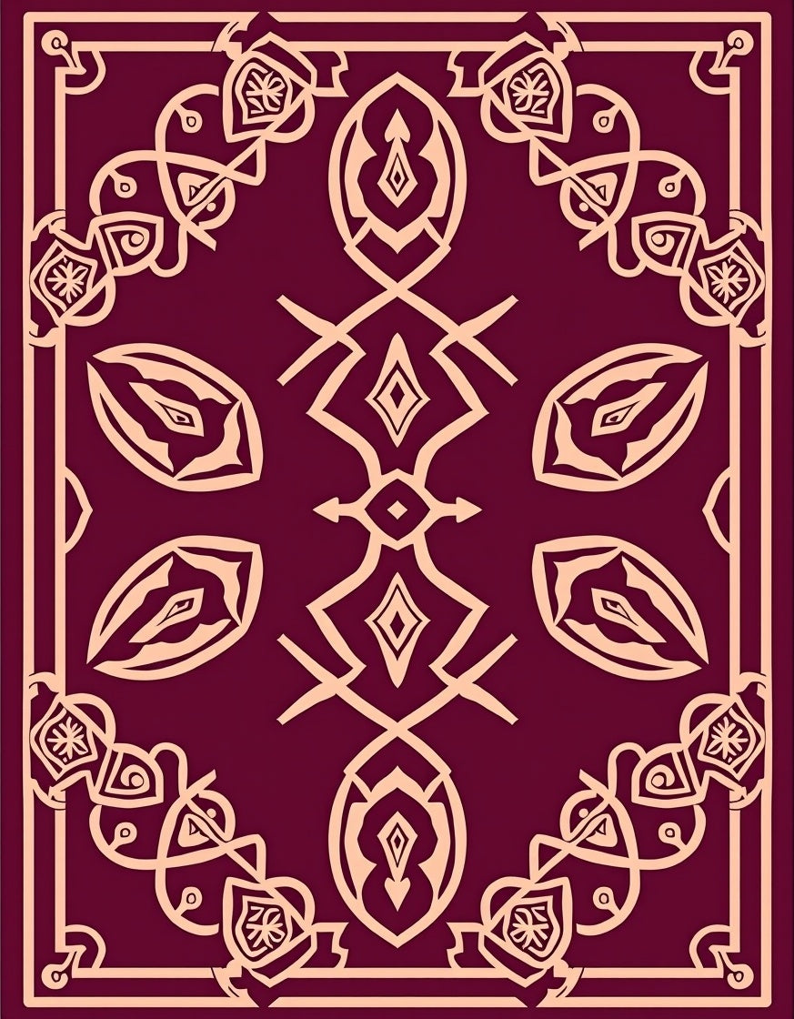 Elegant Burgundy Abstract Pattern Rug
