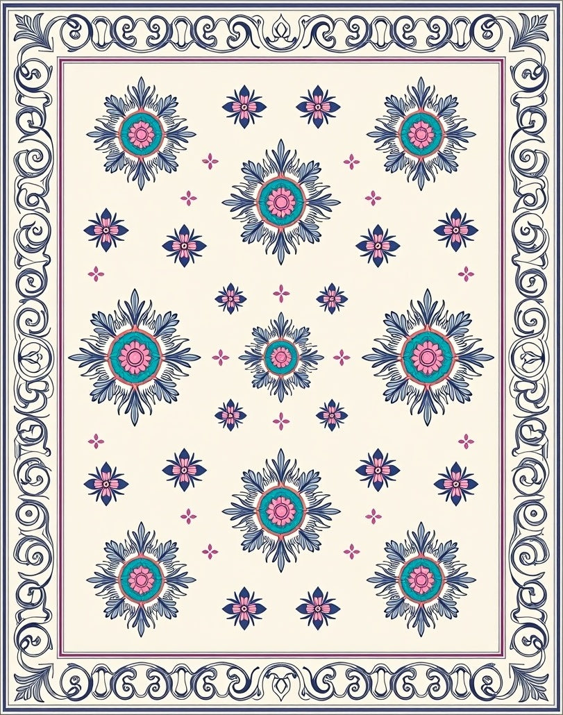 Vintage Floral Medallion Pattern Rug