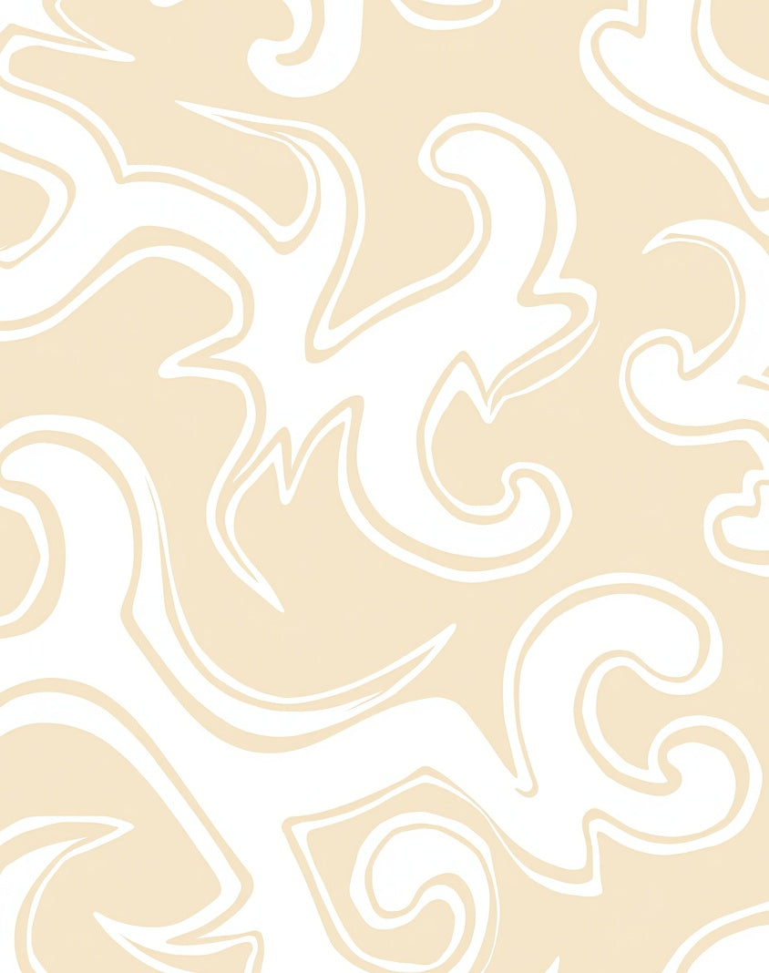 Cream Swirls Abstract Pattern Rug