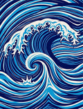 Dynamic Blue White Wave Pattern Rug