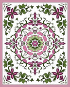 Floral Mandala With Pink And Green Accents Rug