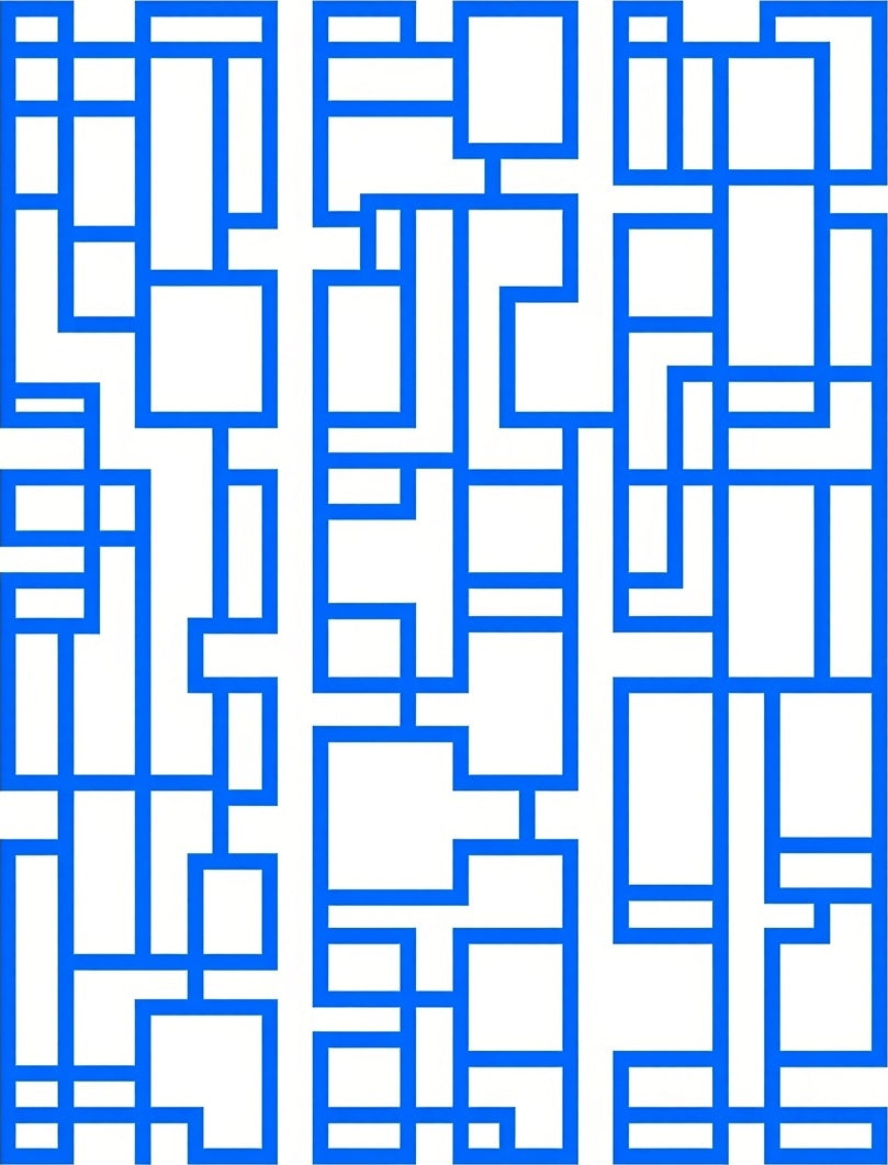 Abstract Blue Geometric Grid Design Rug