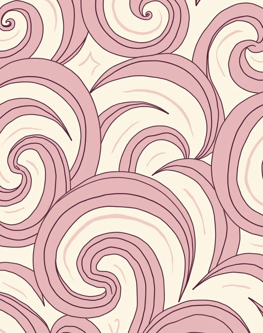 Swirling Pink Cream Abstract Swirl Rug