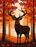 Majestic Deer Autumn Forest Pattern Rug