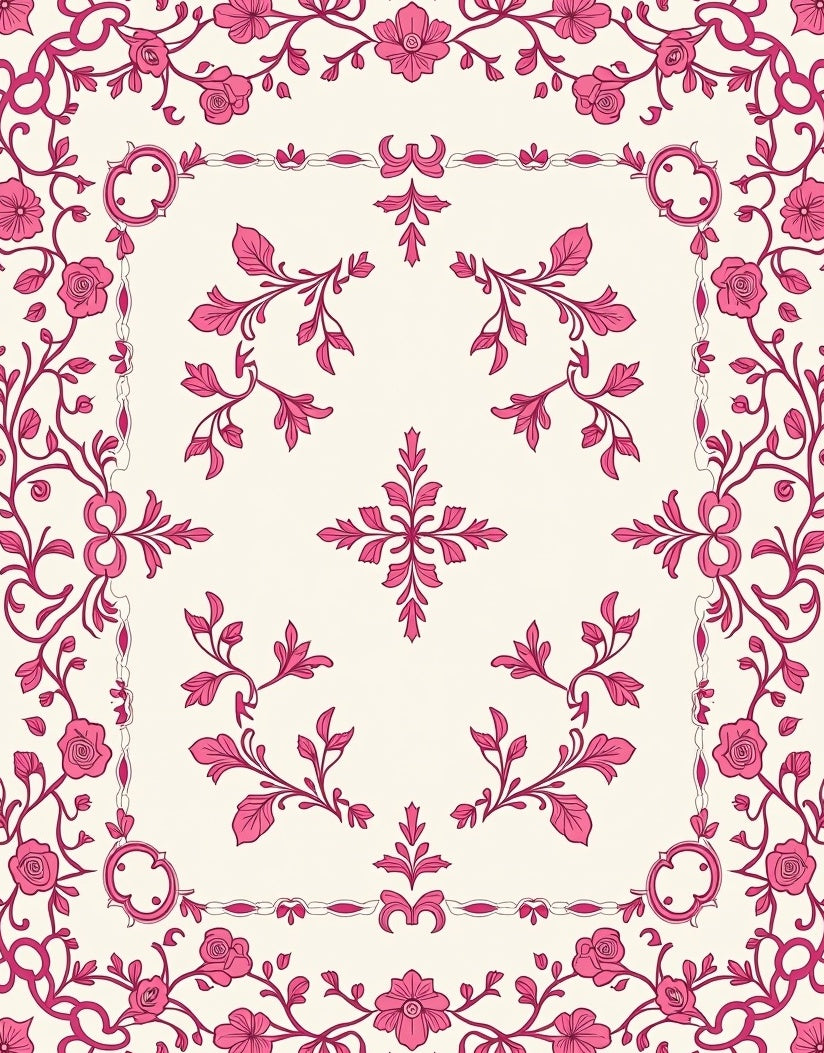 Pink Blossom Floral Vines Rug