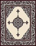 Ornate Dark Brown Cream Medallion Rug