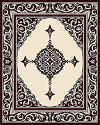 Ornate Dark Brown Cream Medallion Rug
