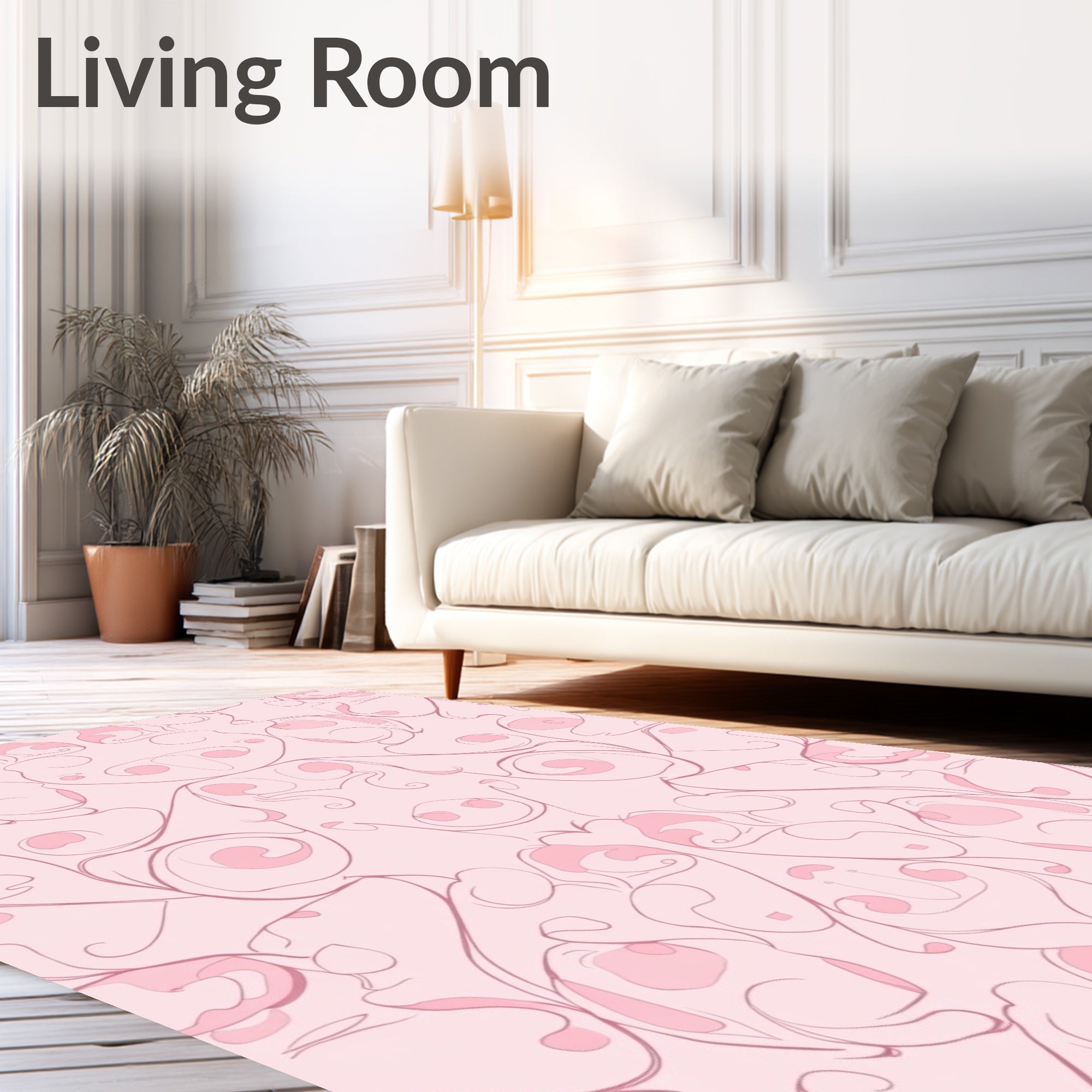 Pink Whimsical Swirl Pattern Design Rug