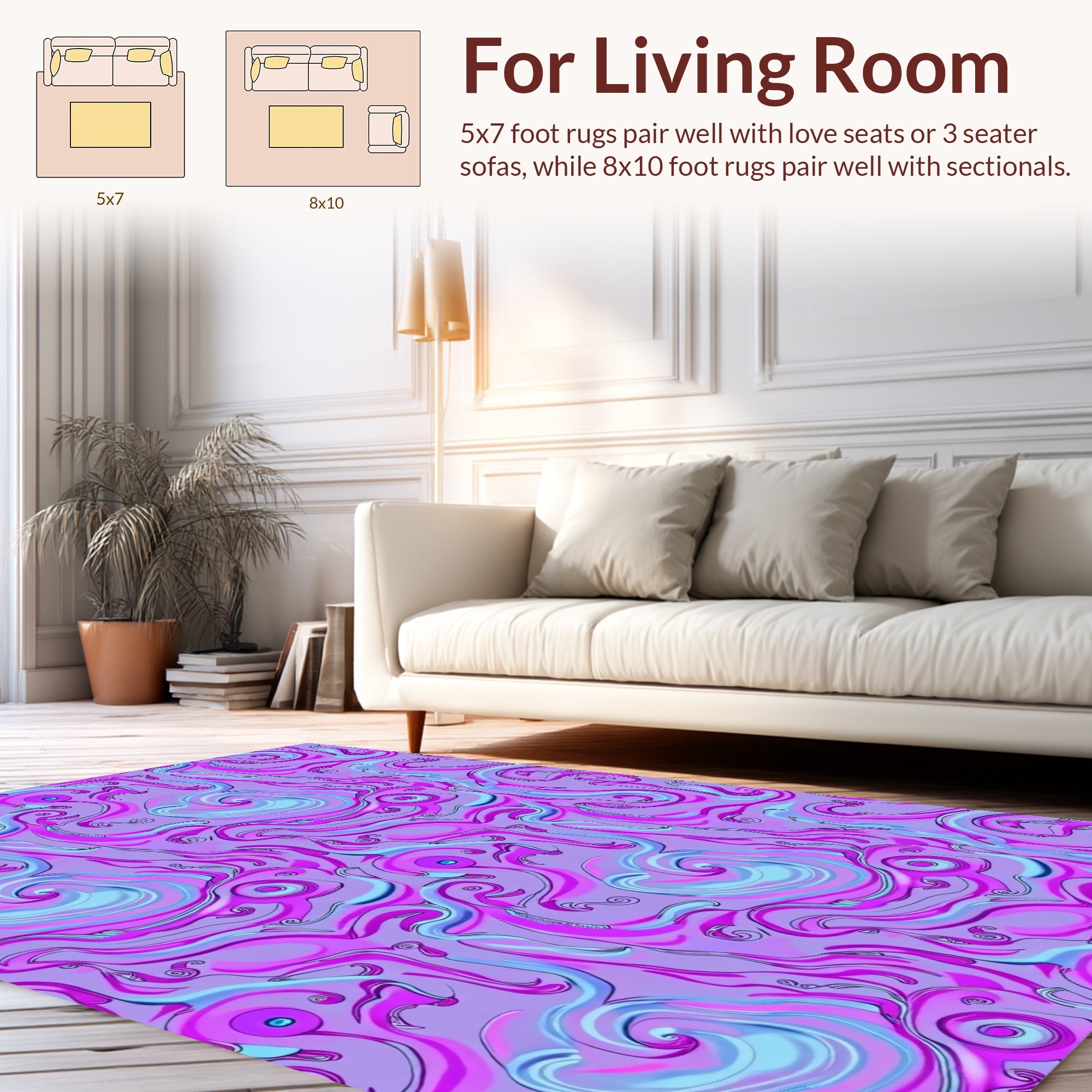 Swirling Psychedelic Lilac Rug
