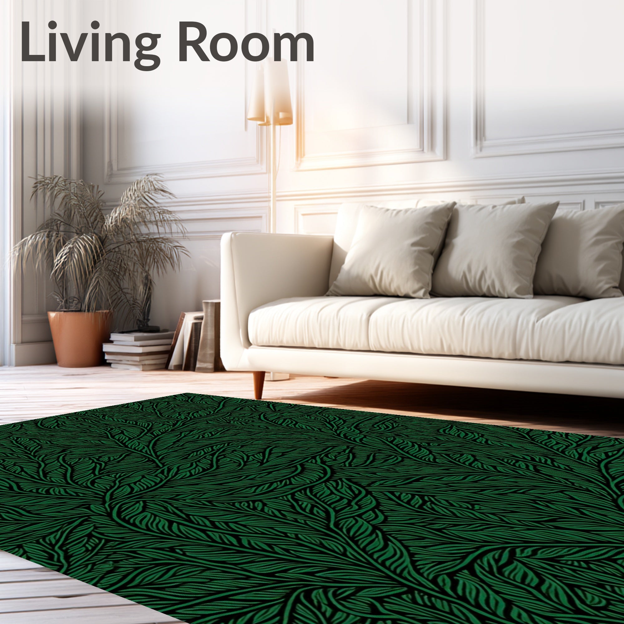 Deep Emerald Lush Foliage Organic Rug