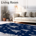 Winter Woodland Snowflake Pattern Rug