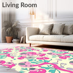 Whimsical Pink And Teal Abstract Pattern Rug