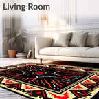 Bold Red Yellow Tribal Pattern Rug