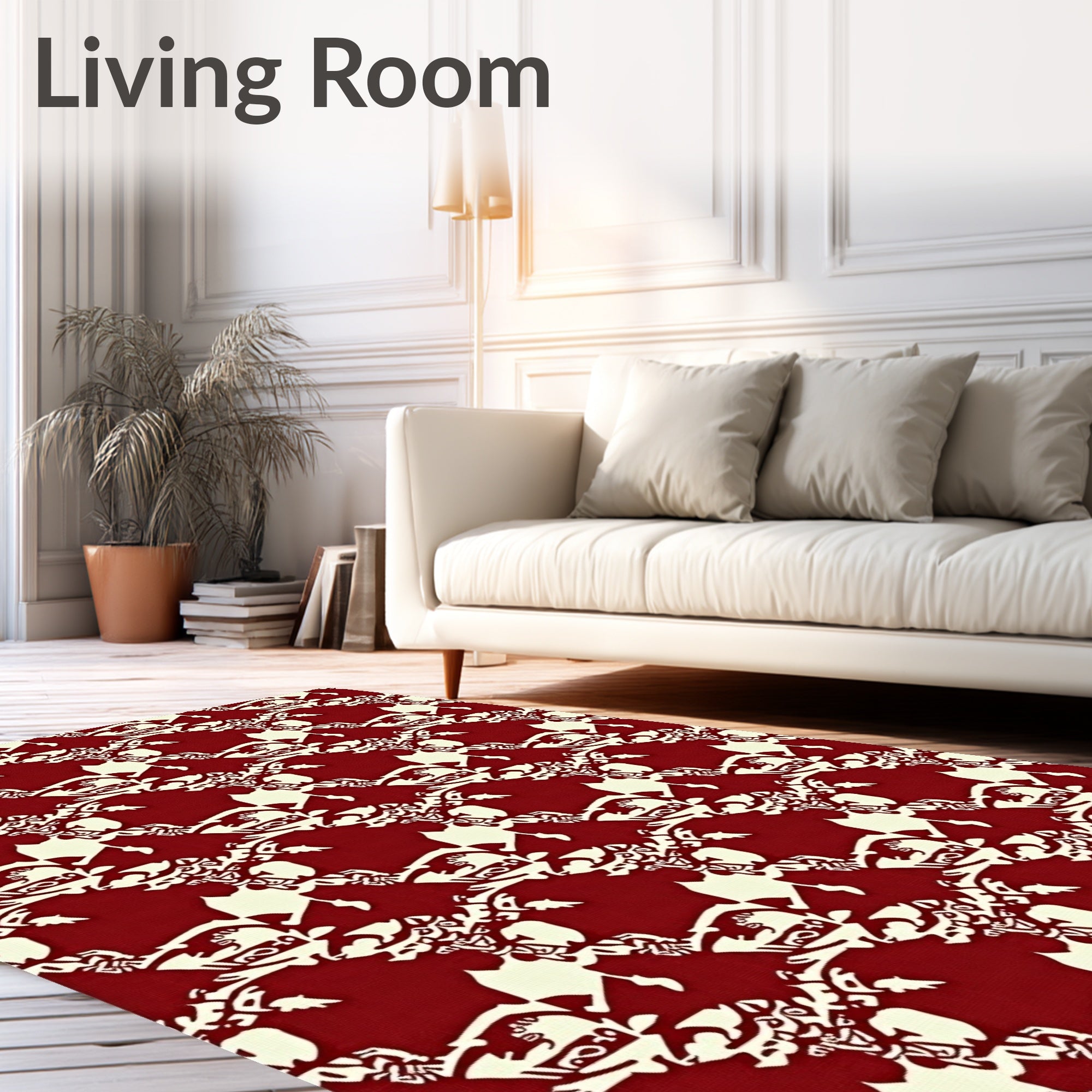 Cultural Red Cream Geometric Repeat Rug