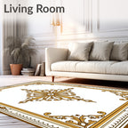 Ornate Gold Brown Floral Medallion Rug