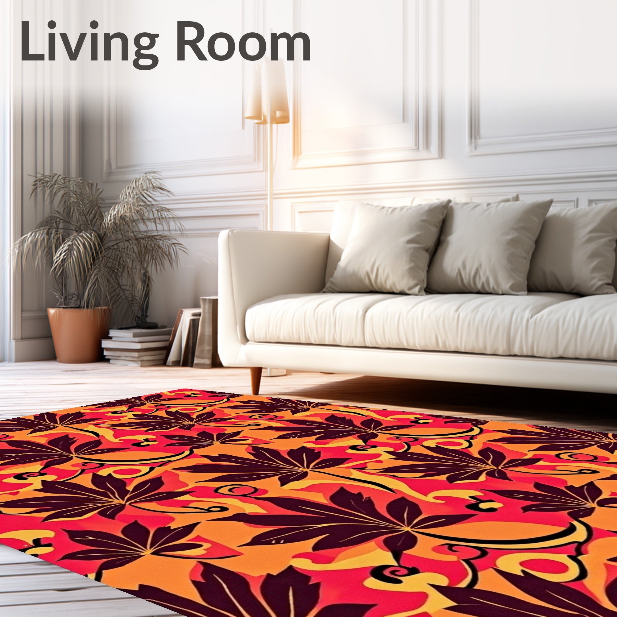 Vivid Leaf Inspired Abstract Pattern Rug