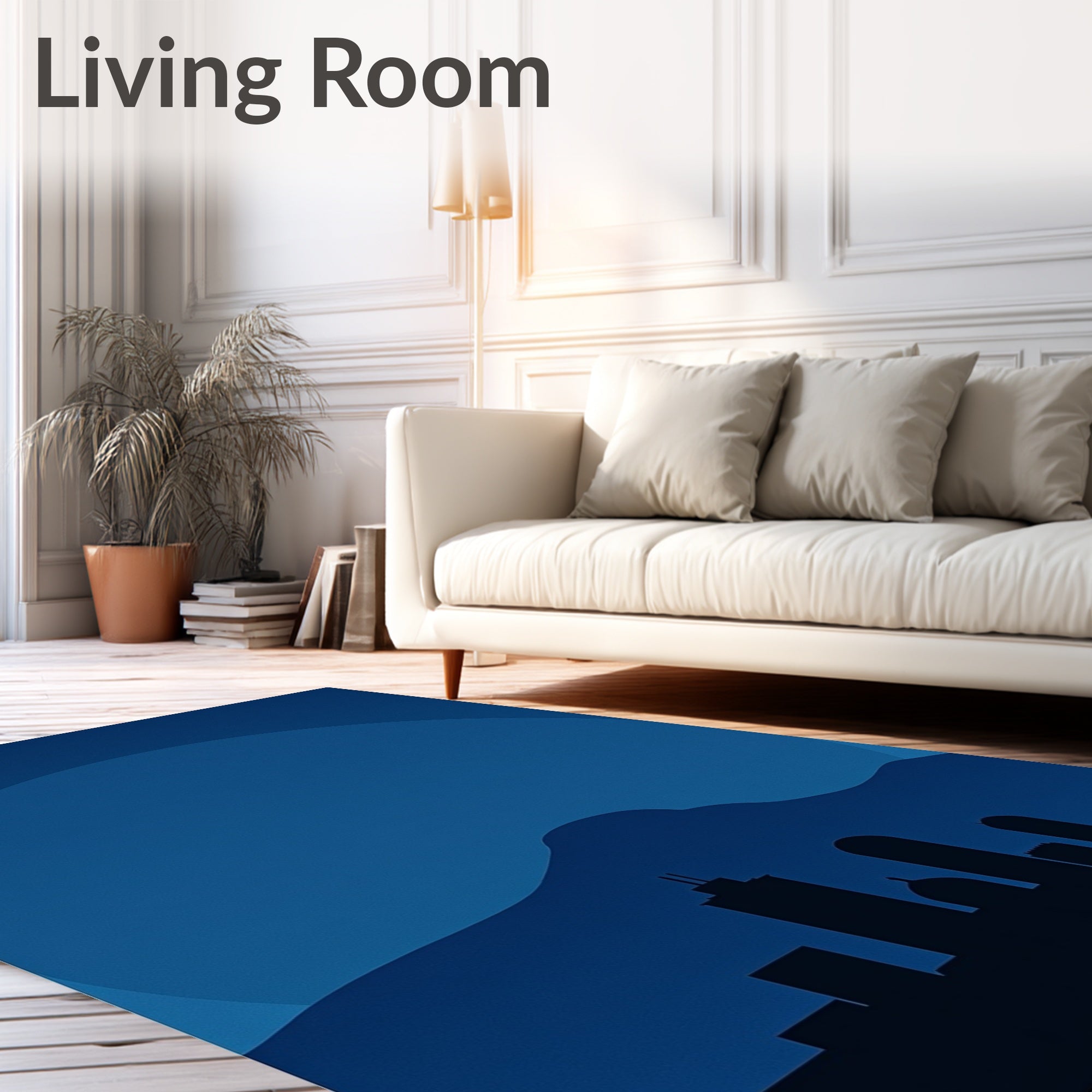 Night Cityscape Silhouette Rug