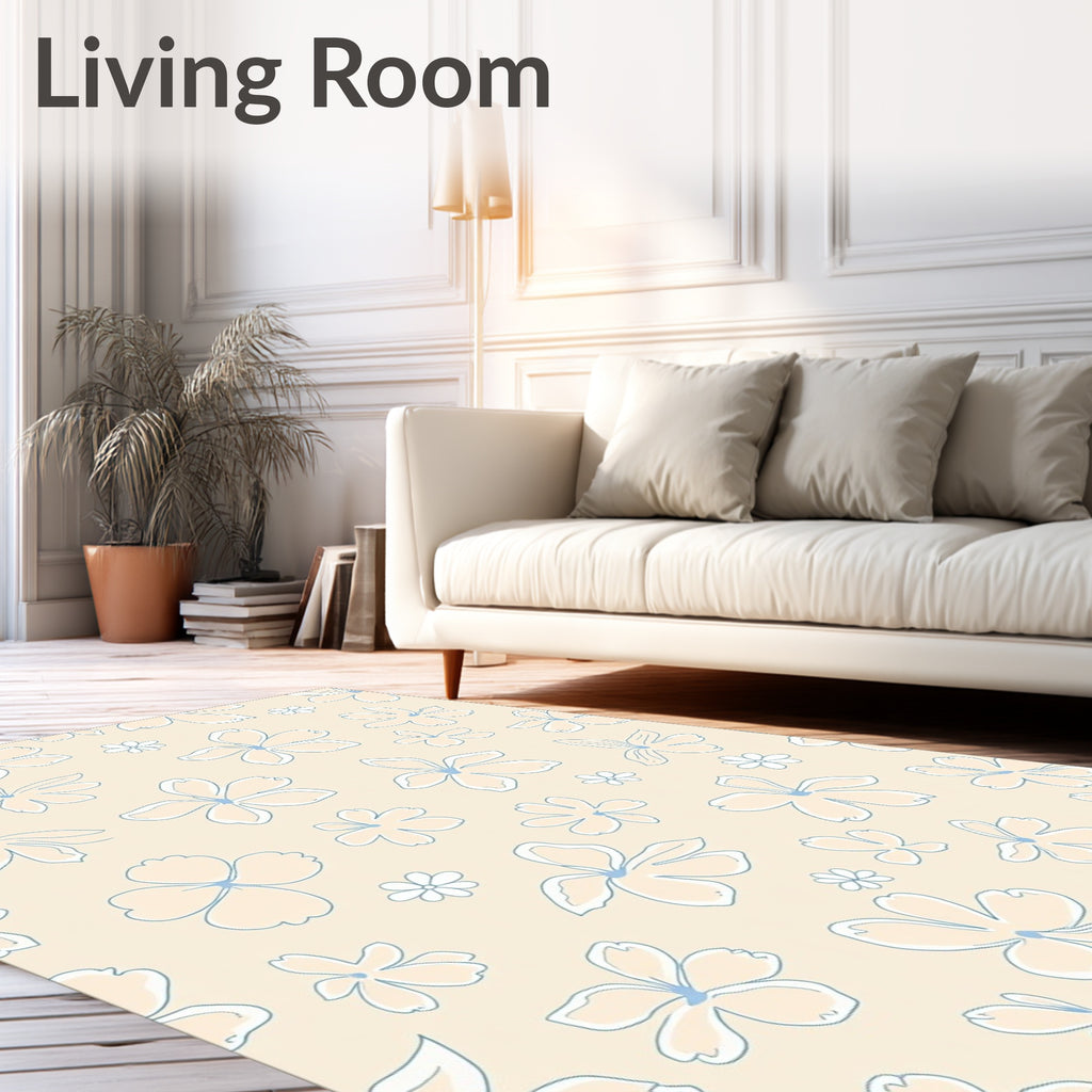 Light Pastel Floral Sketch Rug