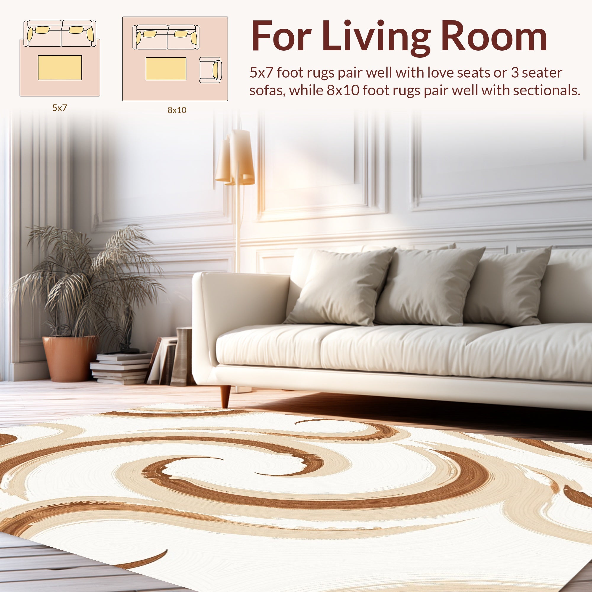 Abstract Swirl Brush Stroke Design Rug