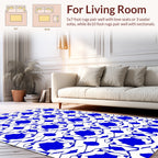 Bold Blue White Abstract Pattern Rug
