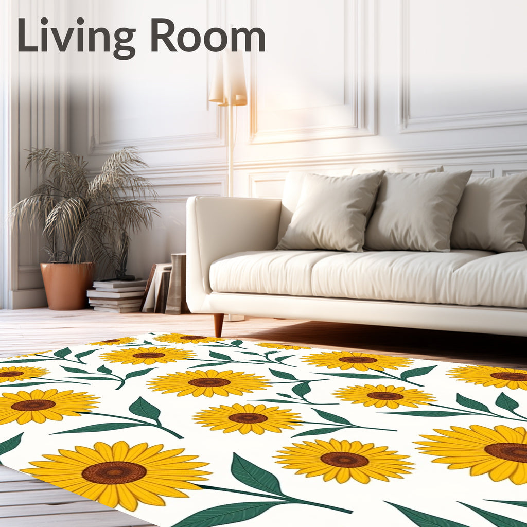 Yellow Sunflower Garden Pattern Rug
