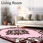 Elegant Brown Cream Floral Motif Rug