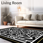 Bold White Geometric Lines Design Rug