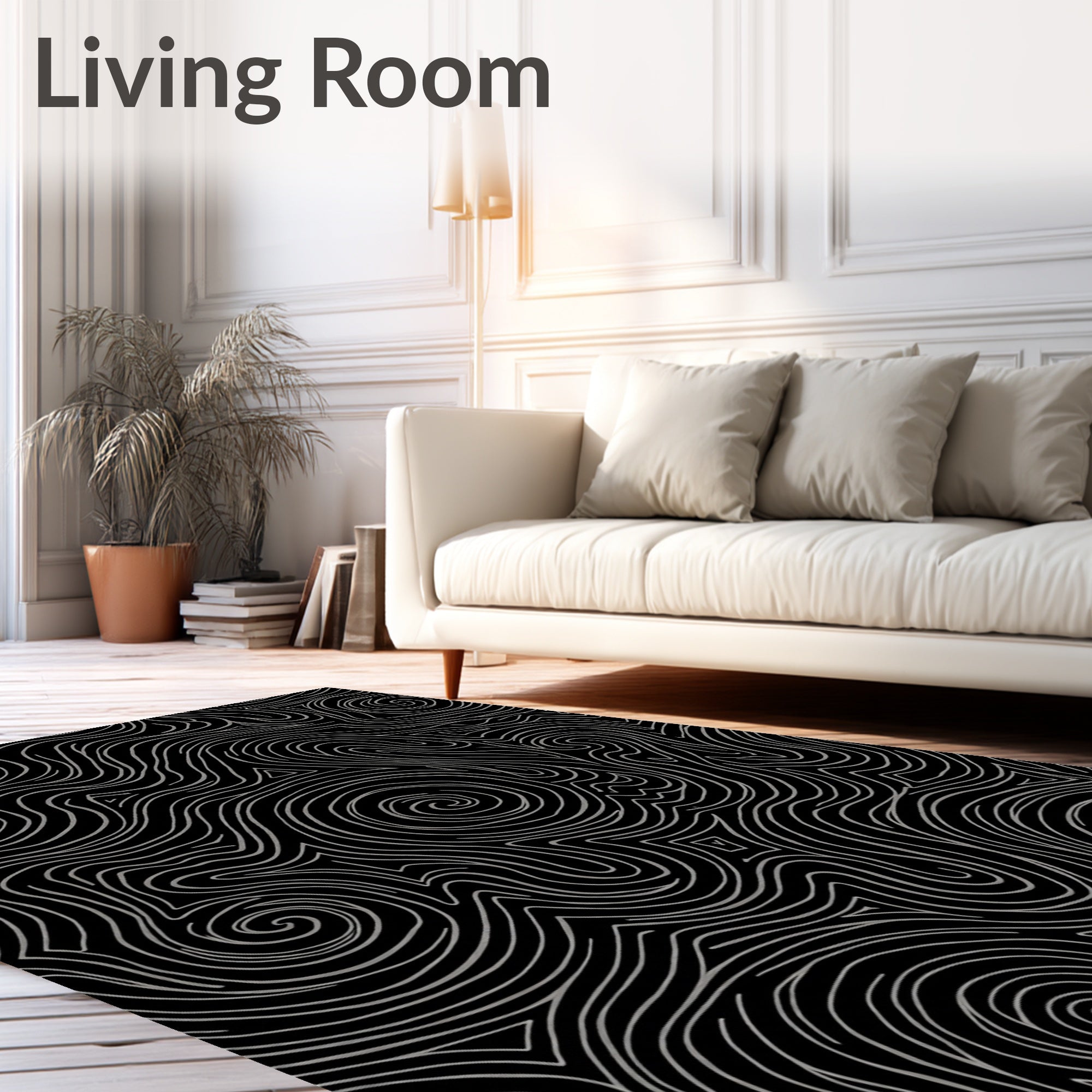 Abstract Swirling Line Art Pattern Rug