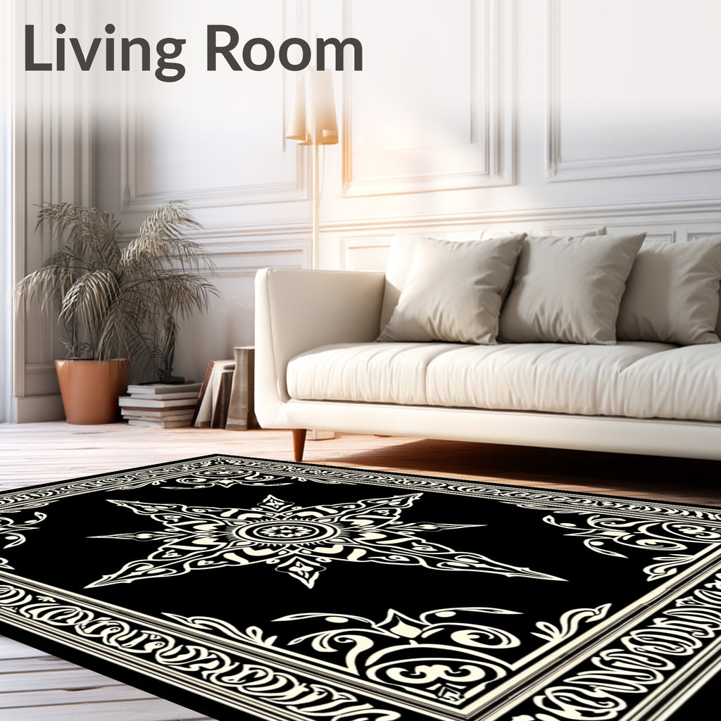 Elegant Floral Starburst Pattern Rug