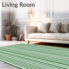 Modern Dark Green Stripe Pattern Rug