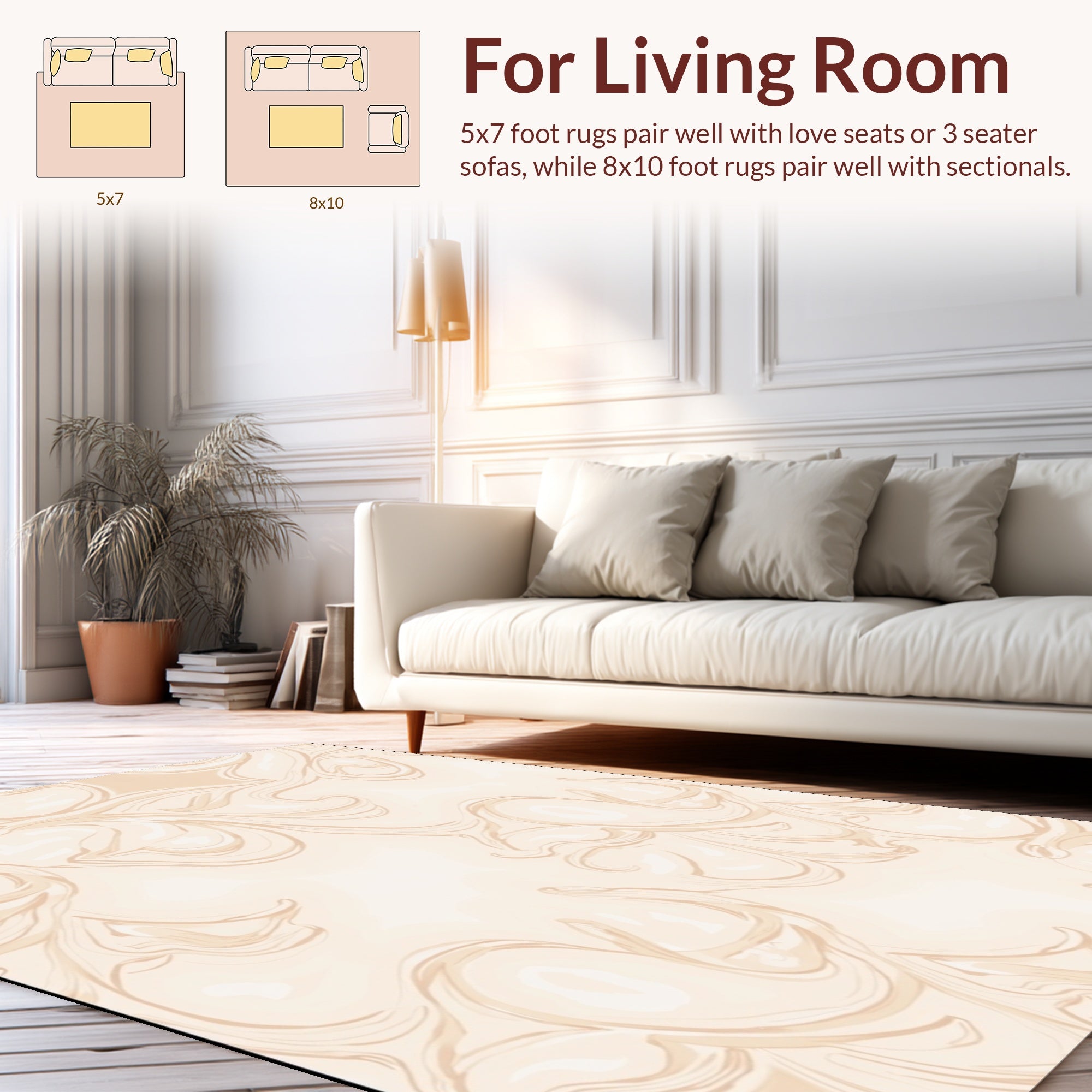 Swirl Pattern Cream Abstract Rug