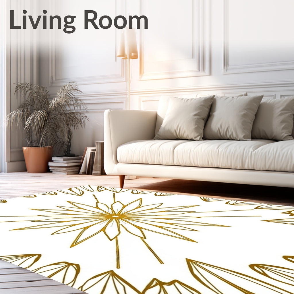 Golden Sun Burst Petal Design Rug