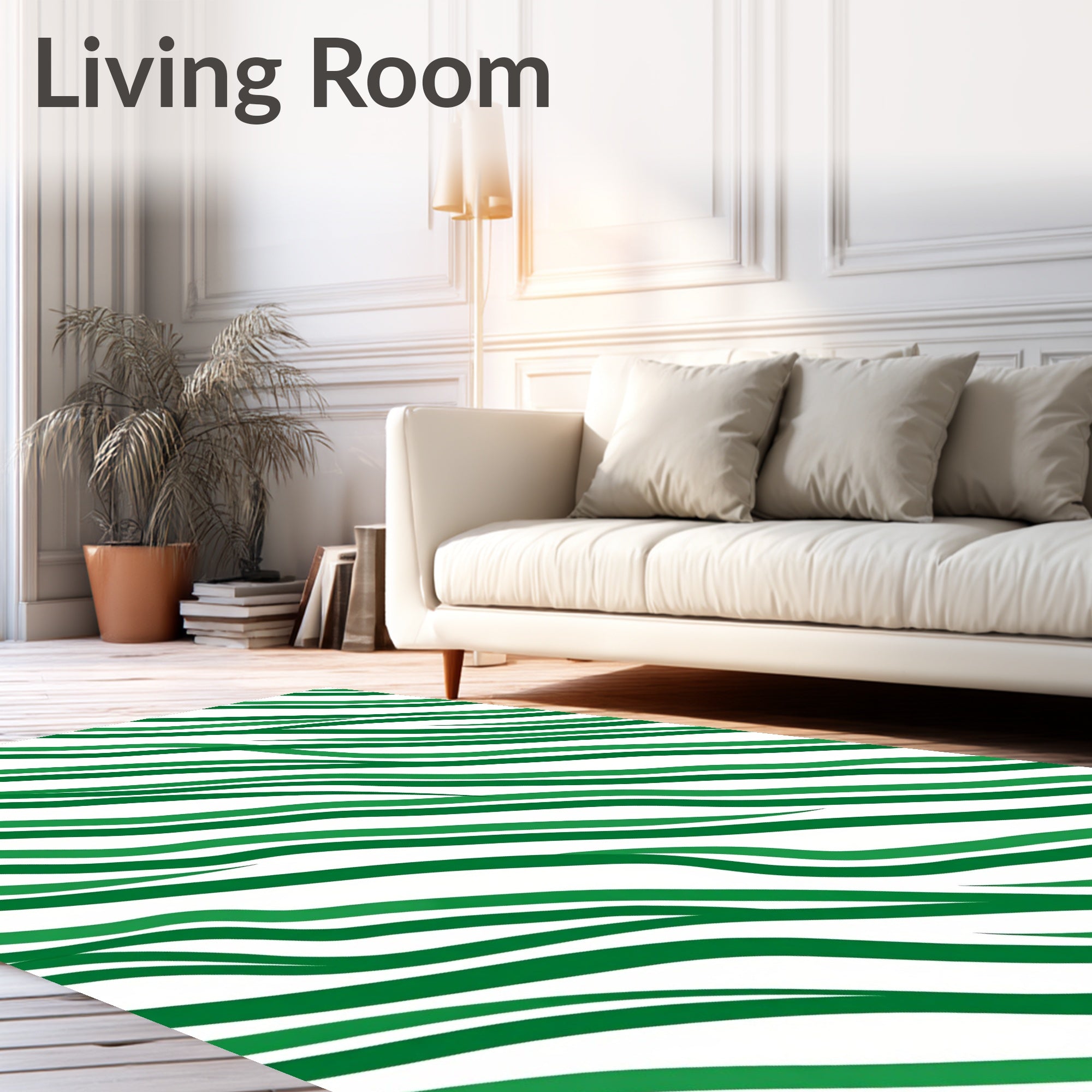Dynamic Green Stripe Pattern Rug