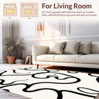 Organic Black White Swirl Pattern Rug