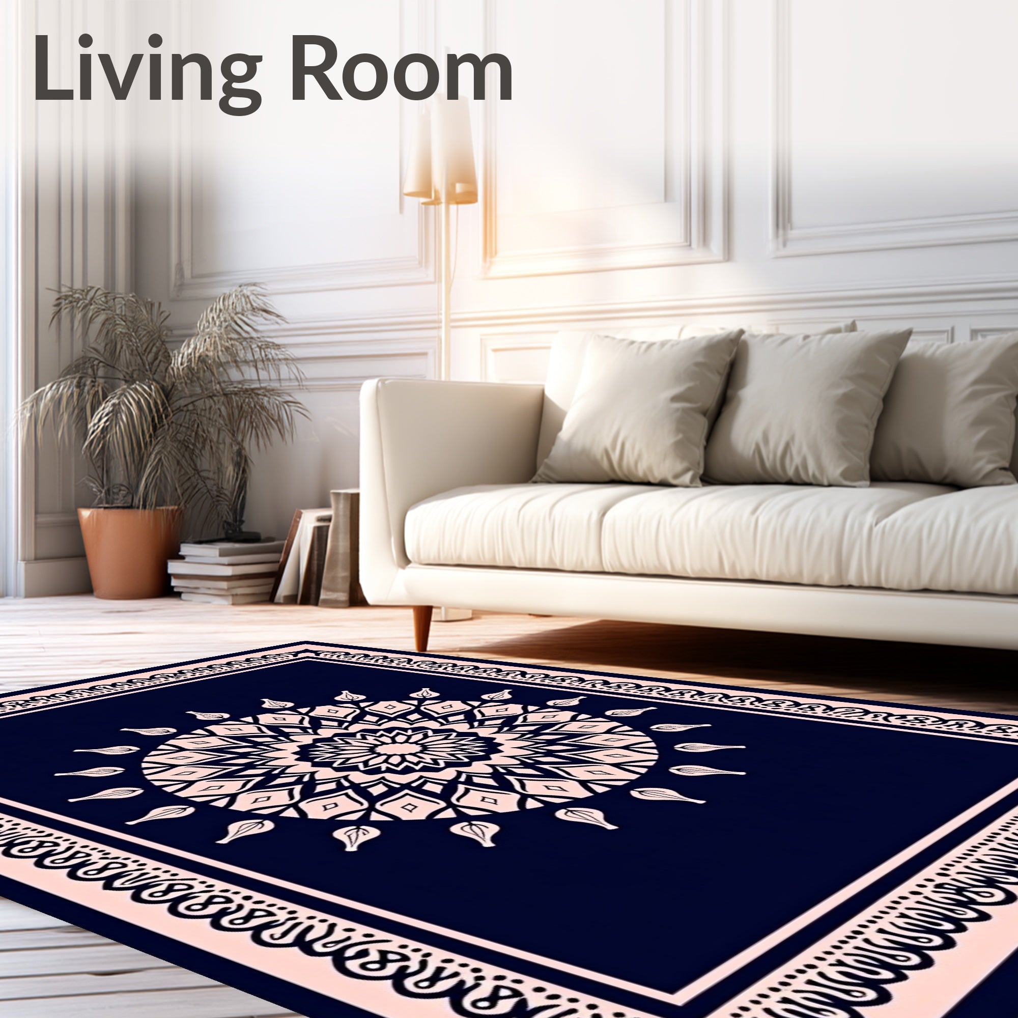 Circular Mandala With Intricate Border Design Rug
