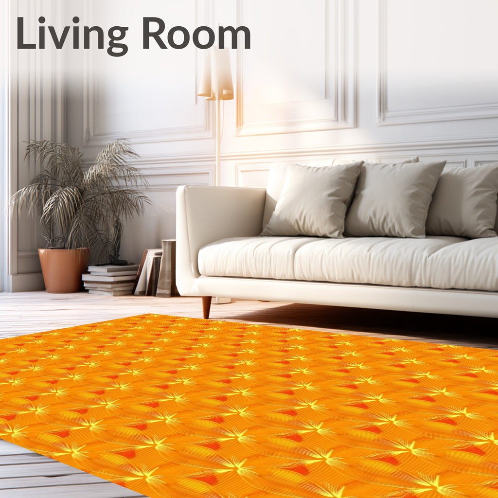 Orange Floral Swirls Pattern Rug