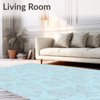 Light Blue Fern Pattern Design Rug