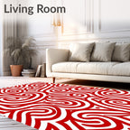 Crimson Curlicues Abstract Rug