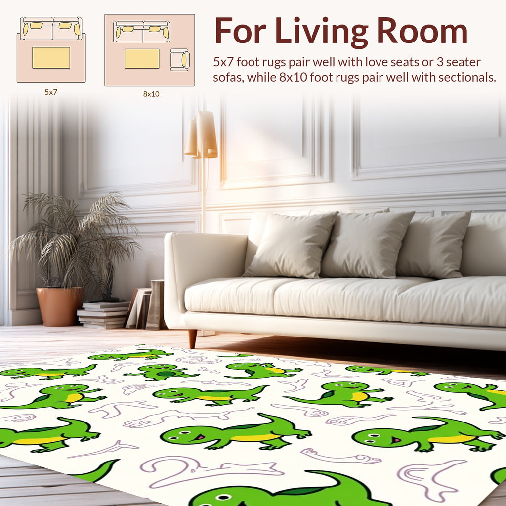 Cute Green Dinosaur Pattern Rug