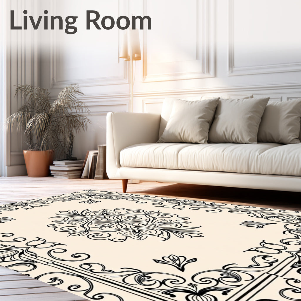 Elegant Floral Scrollwork Decorative Rug