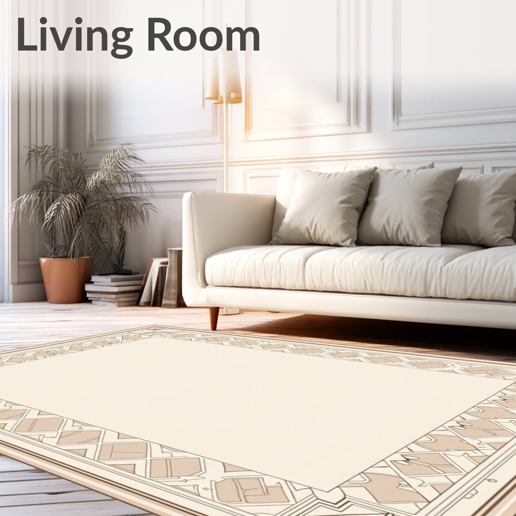Geometric Art Deco Border Design Rug