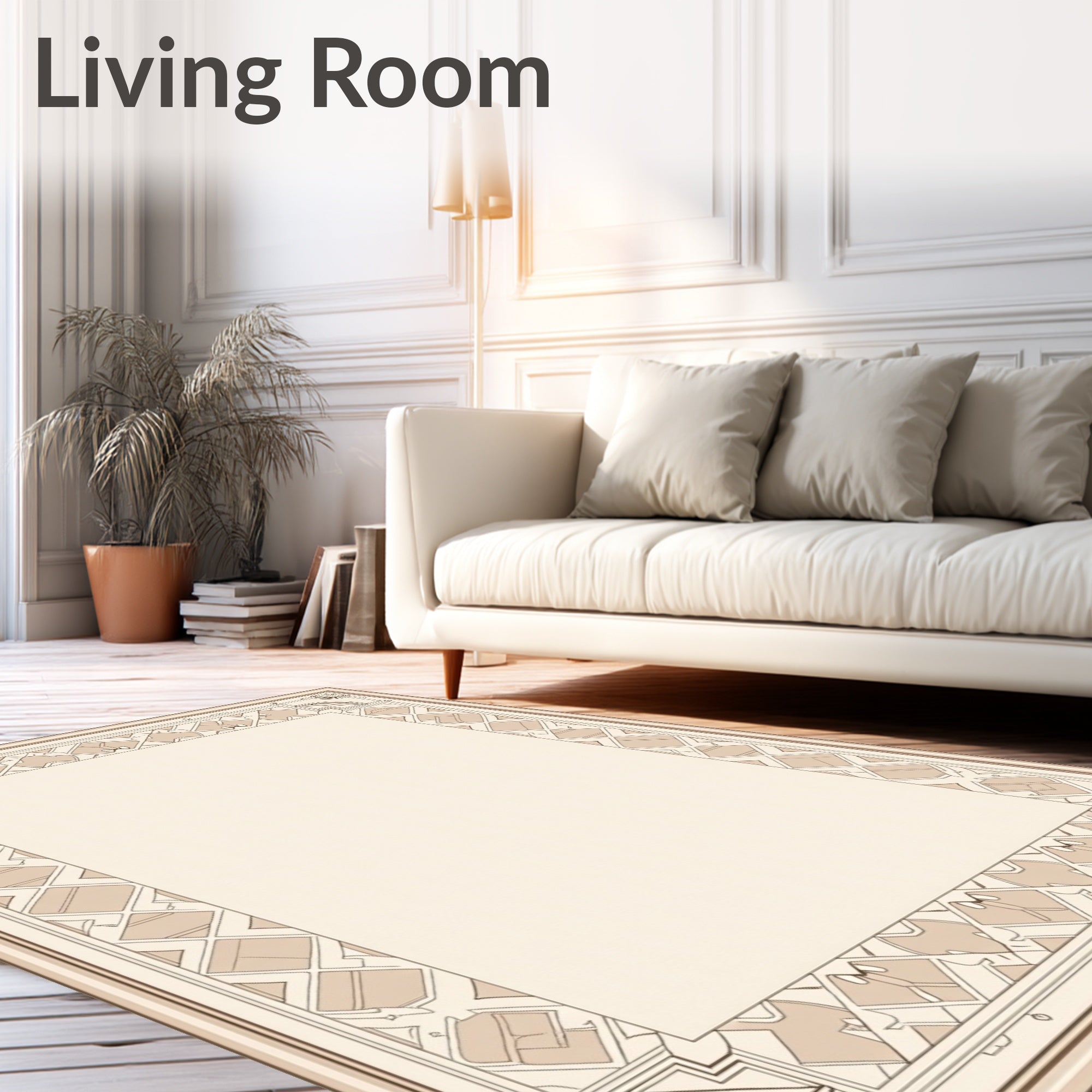 Geometric Art Deco Border Design Rug