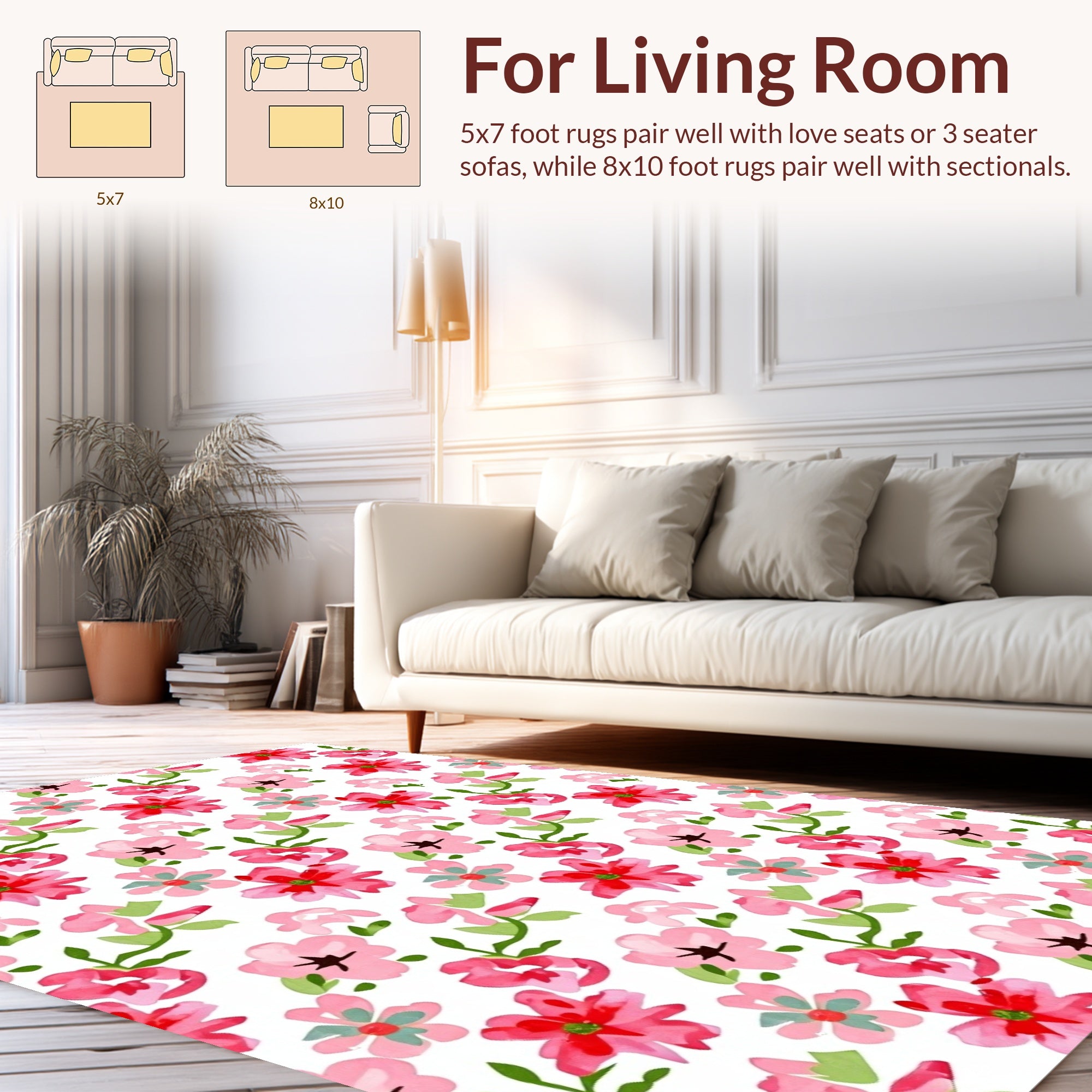 Charming Rosebud Pattern Design Rug