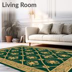 Gold Floral Damask Lattice Pattern Rug