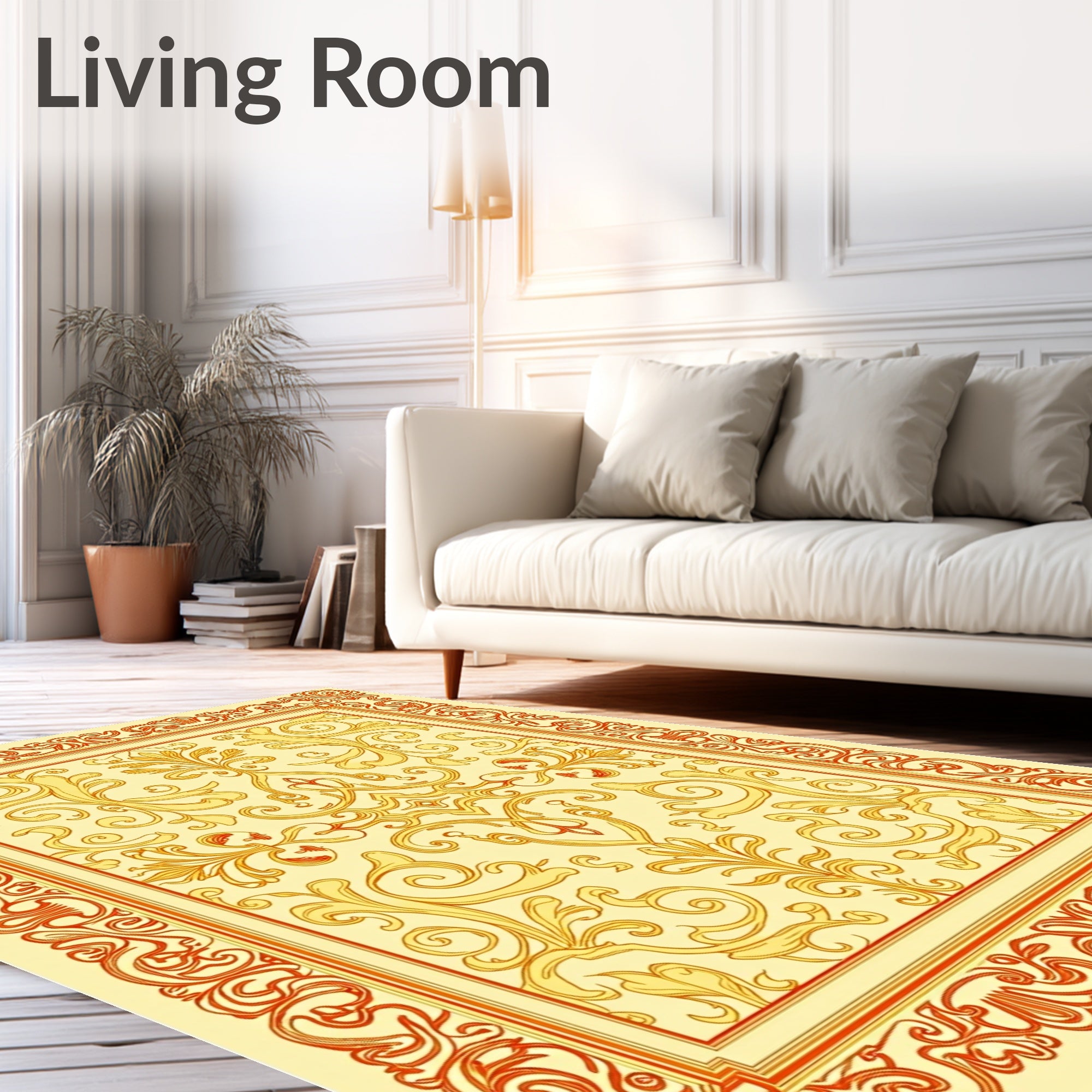 Vintage Scrollwork Floral Pattern Rug