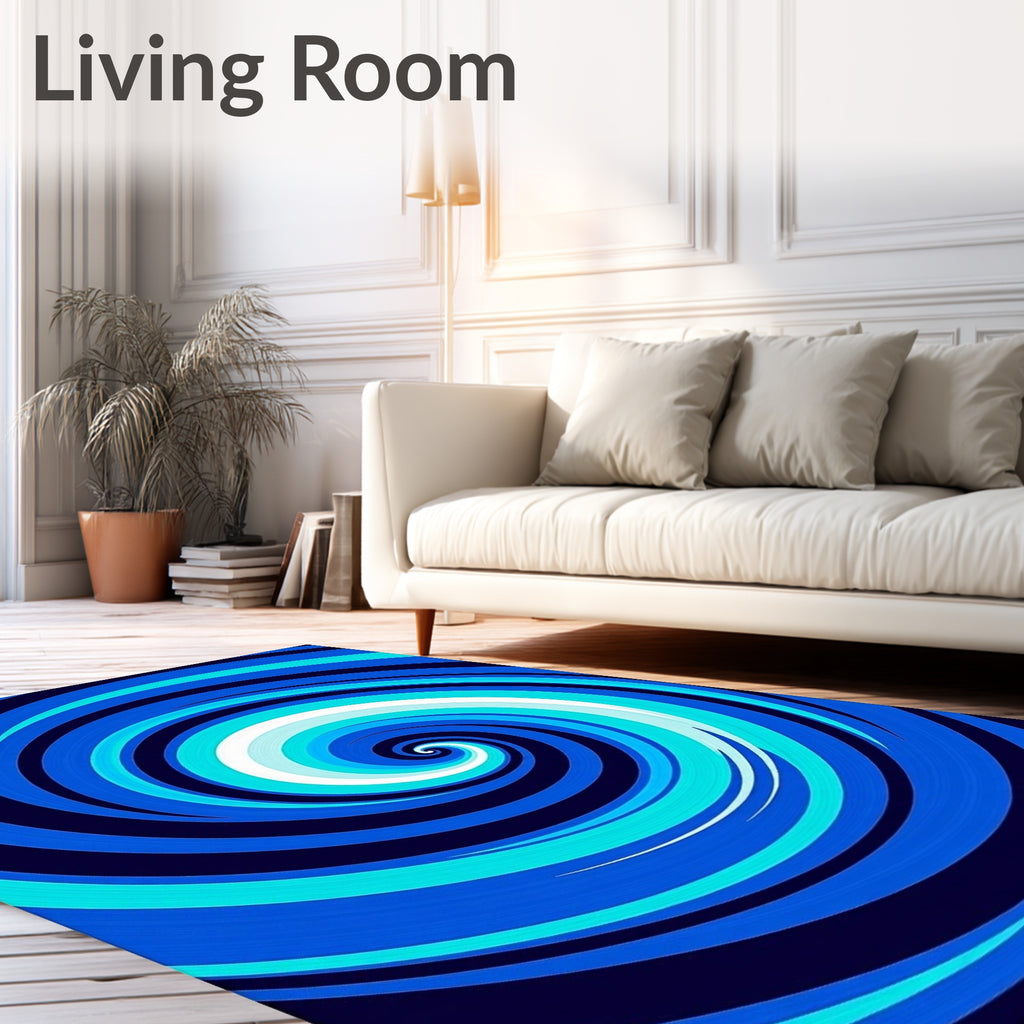 Blue Swirl Dynamic Pattern Rug